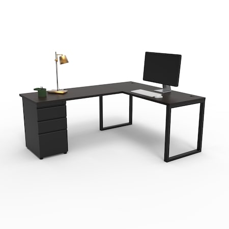 We'Re It Connect It L-Shaped Desk, 77 in D X 30 in H, 66 in W X Thermally Fused Laminate DI66304824L1BBF-BLK-ESP
